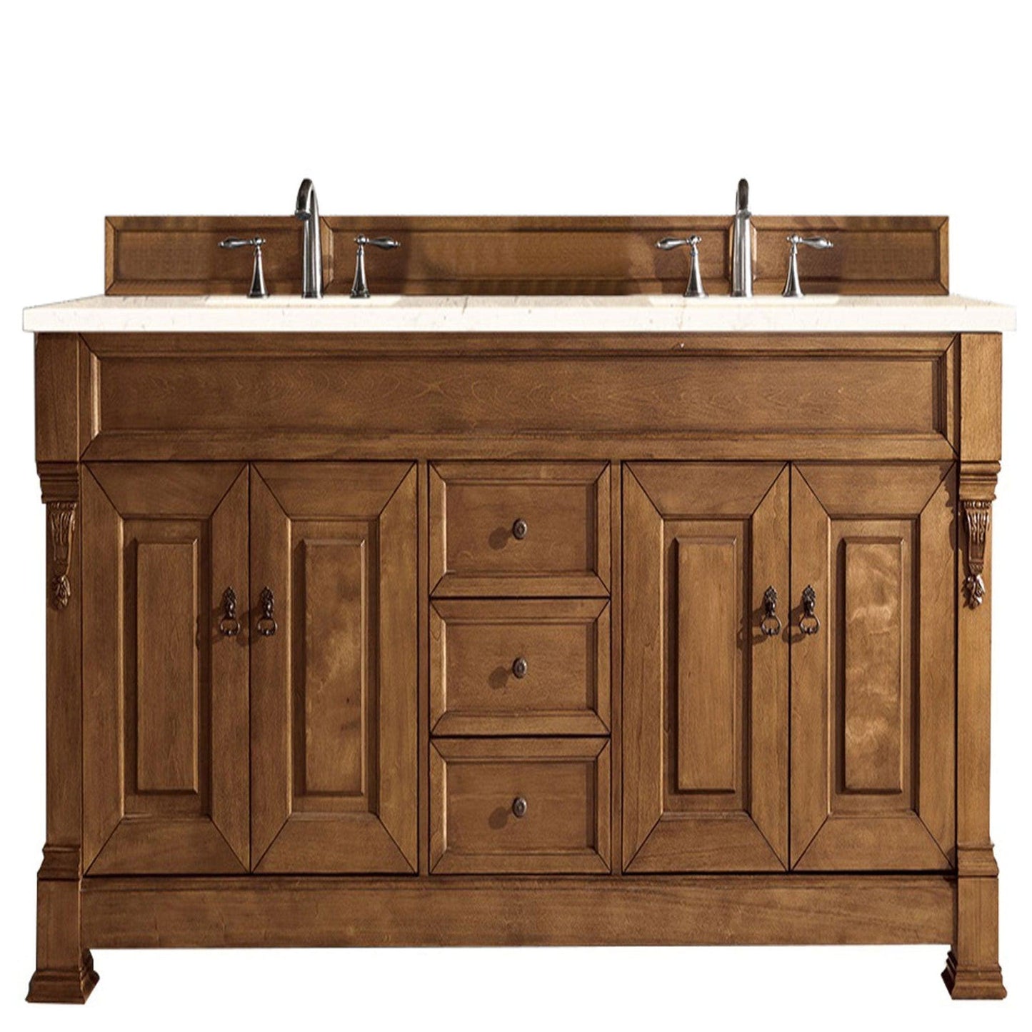 James Martin Vanities Brookfield 72" Country Oak Double Vanity With 3cm Eternal Marfil Quartz Top