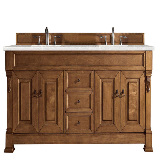 James Martin Vanities Brookfield 72" Country Oak Double Vanity With 3cm Eternal Serena Quartz Top