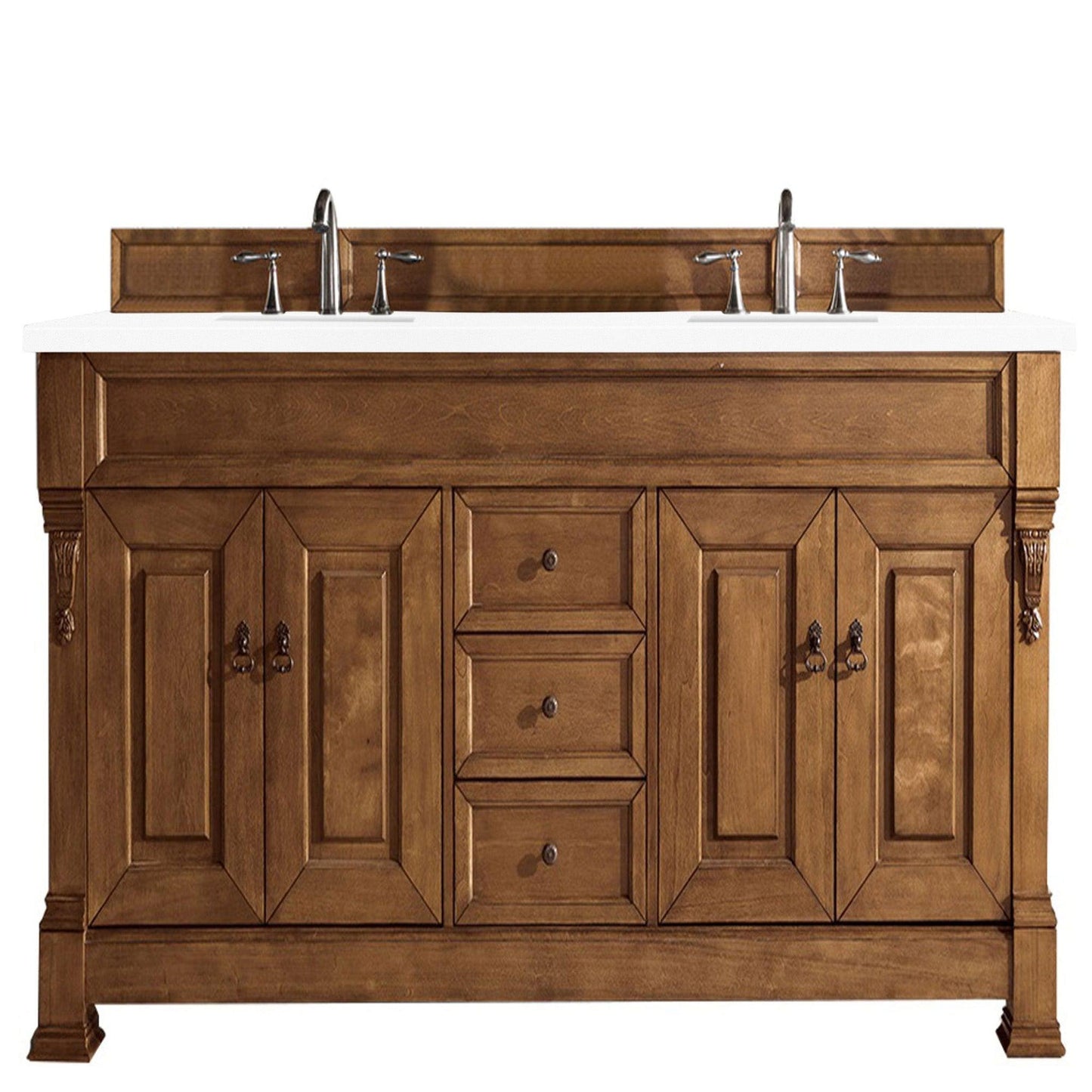 James Martin Vanities Brookfield 72" Country Oak Double Vanity With 3cm White Zeus Quartz Top