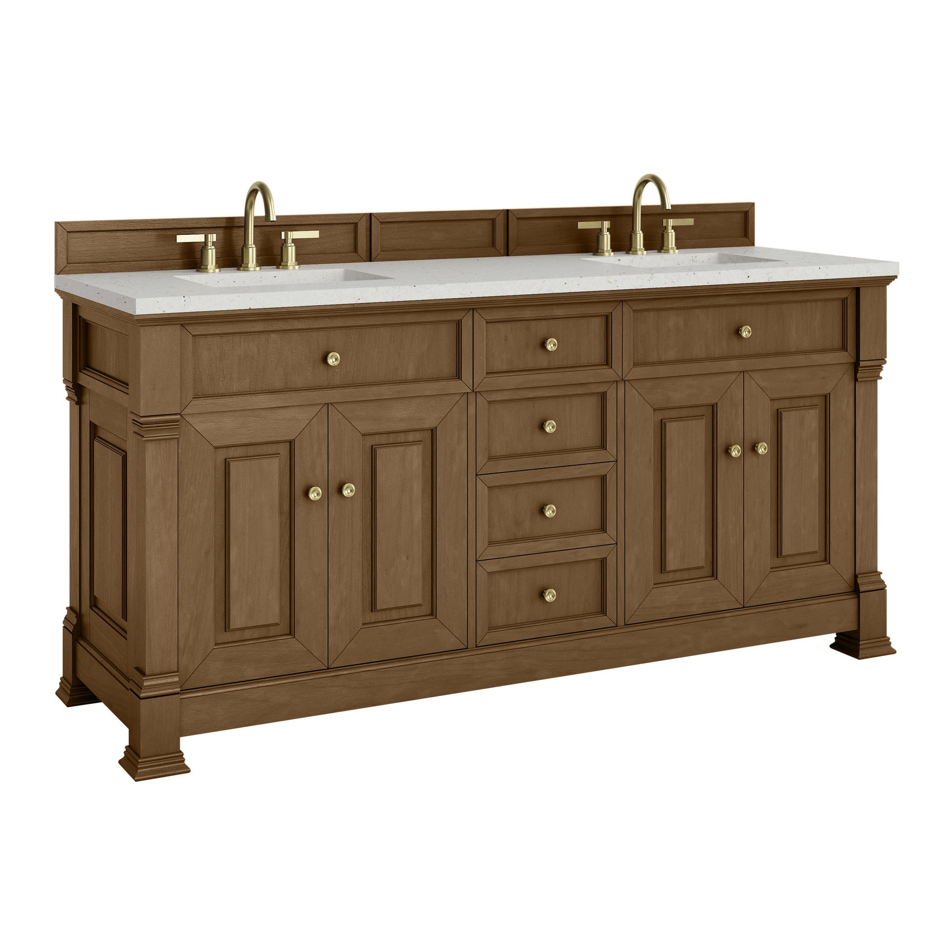 James Martin Vanities Brookfield 72" Honey Oak Double Vanity With 3cm Lime Delight Silestone Top