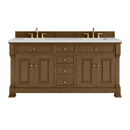 James Martin Vanities Brookfield 72" Honey Oak Double Vanity With 3cm Lime Delight Silestone Top