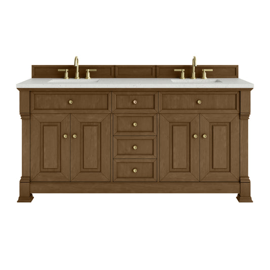 James Martin Vanities Brookfield 72" Honey Oak Double Vanity With 3cm Lime Delight Silestone Top
