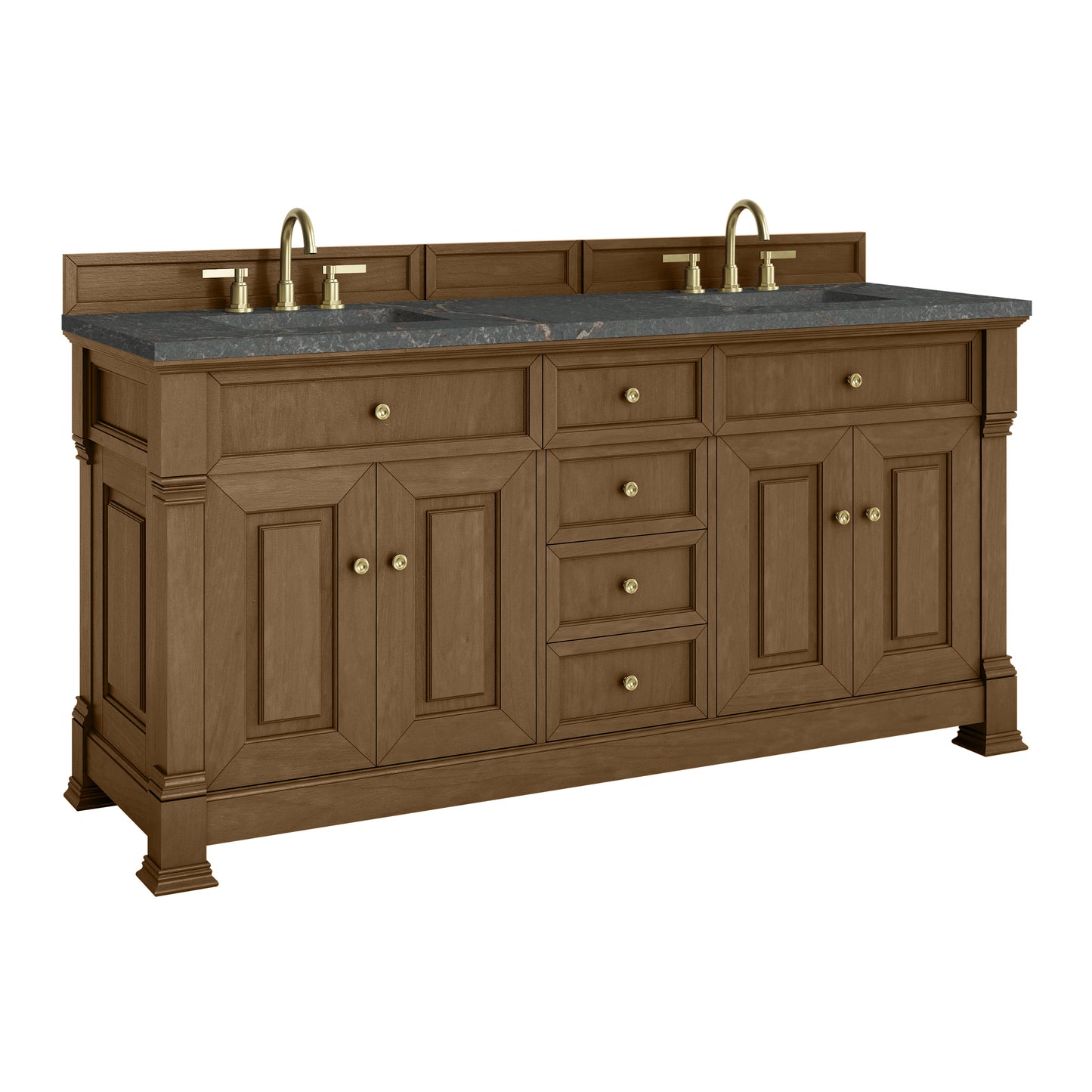 James Martin Vanities Brookfield 72" Honey Oak Double Vanity With 3cm Parisien Bleu Silestone Top
