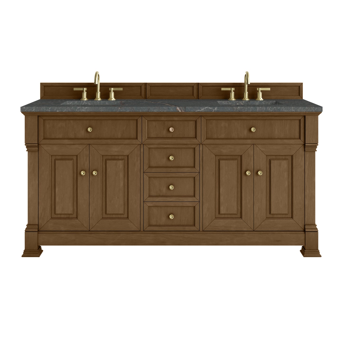 James Martin Vanities Brookfield 72" Honey Oak Double Vanity With 3cm Parisien Bleu Silestone Top
