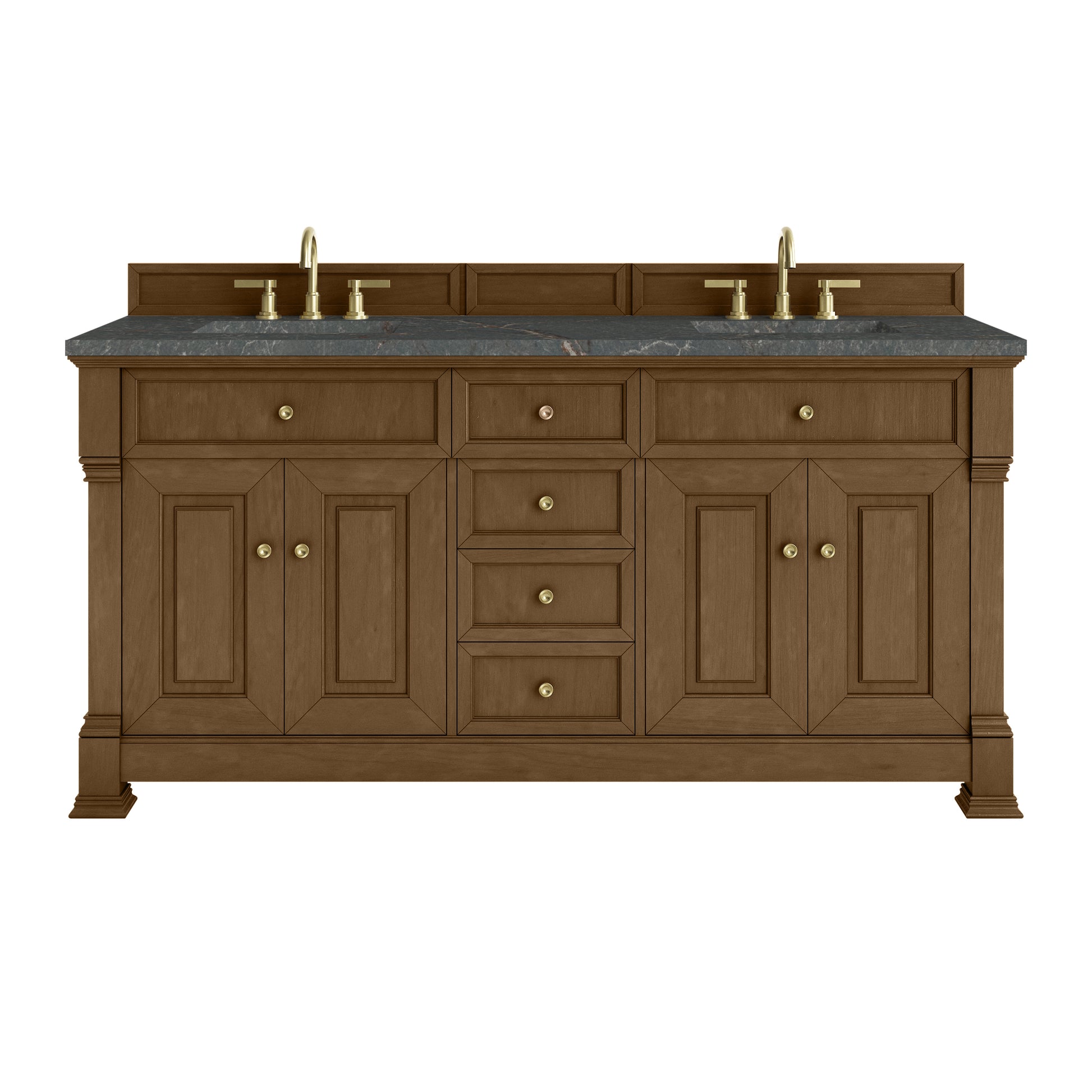 James Martin Vanities Brookfield 72" Honey Oak Double Vanity With 3cm Parisien Bleu Silestone Top
