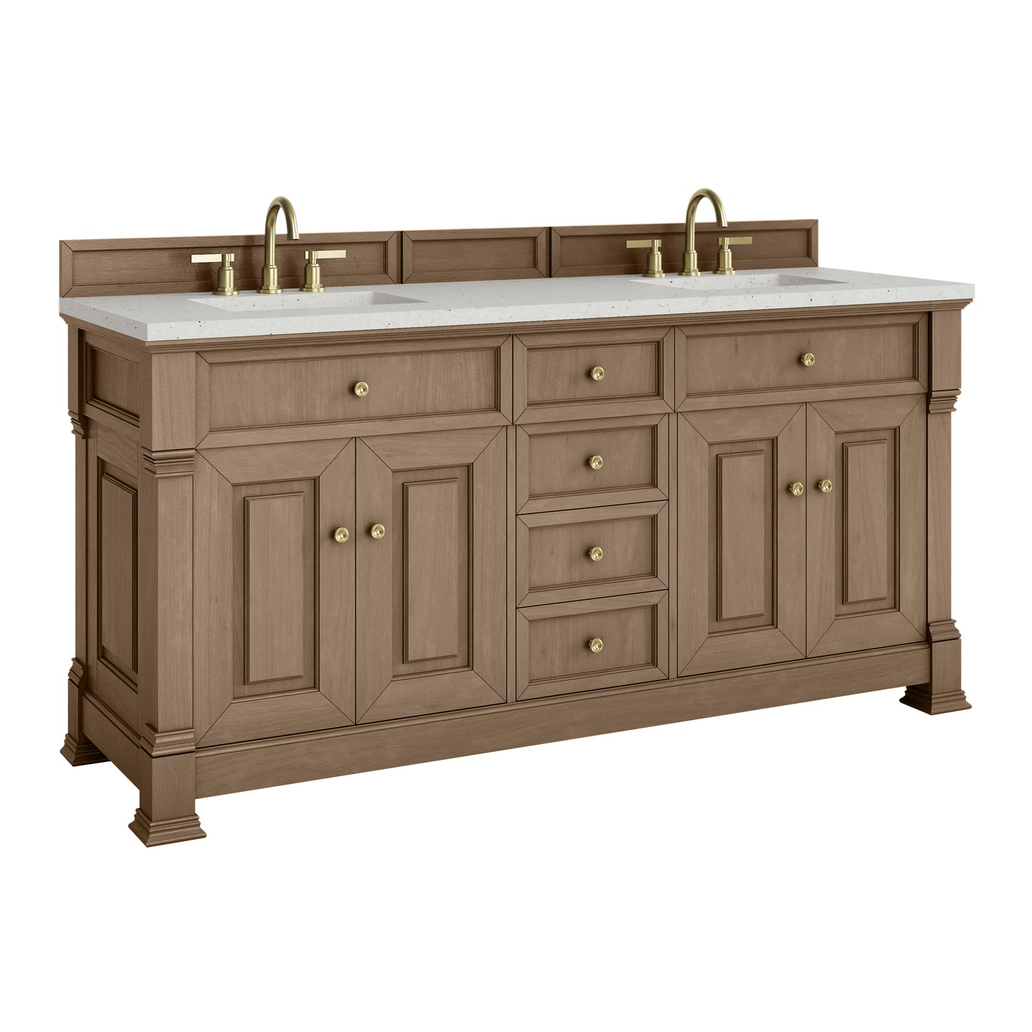 James Martin Vanities Brookfield 72" Pecan Double Vanity With 3cm Lime Delight Silestone Top
