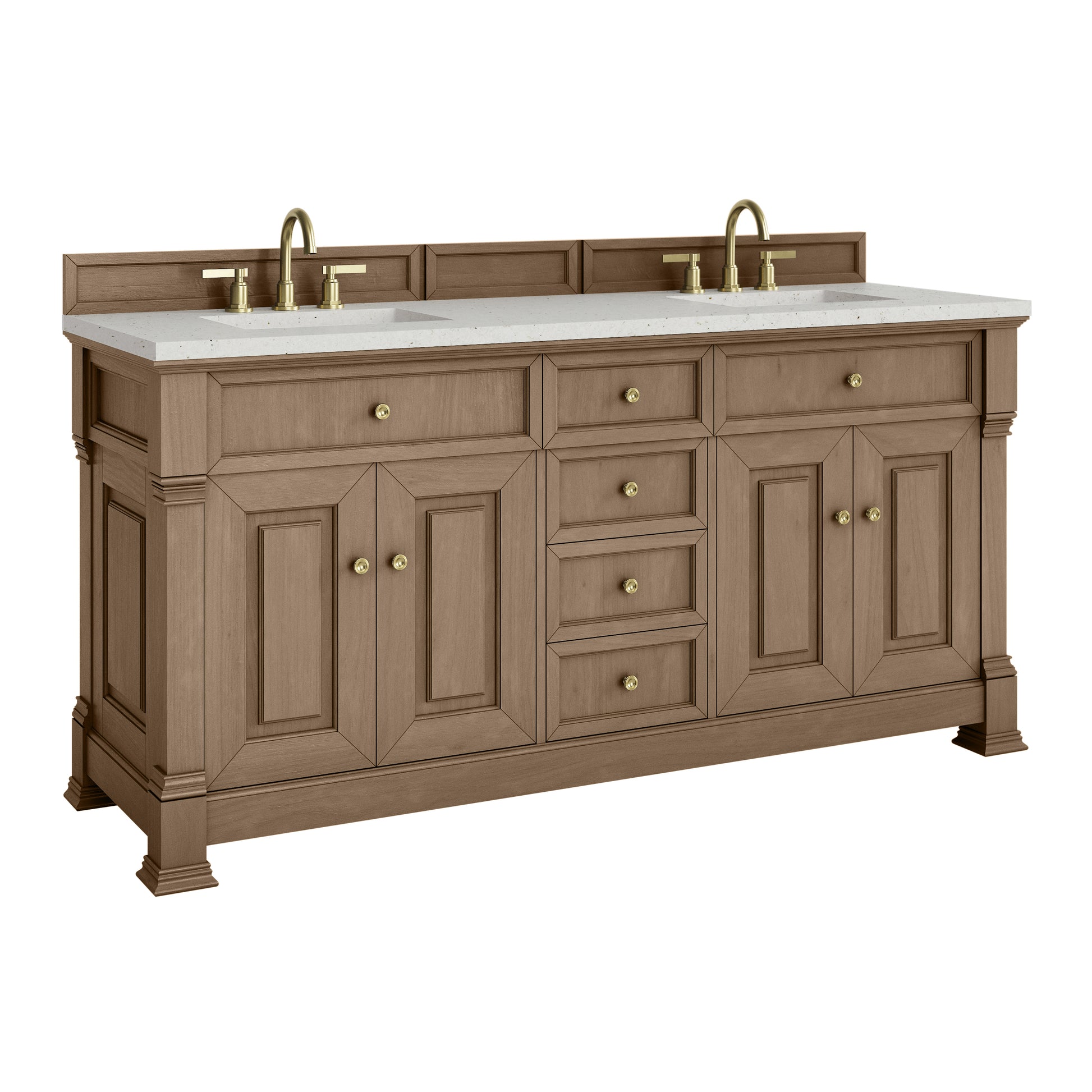 James Martin Vanities Brookfield 72" Pecan Double Vanity With 3cm Lime Delight Silestone Top