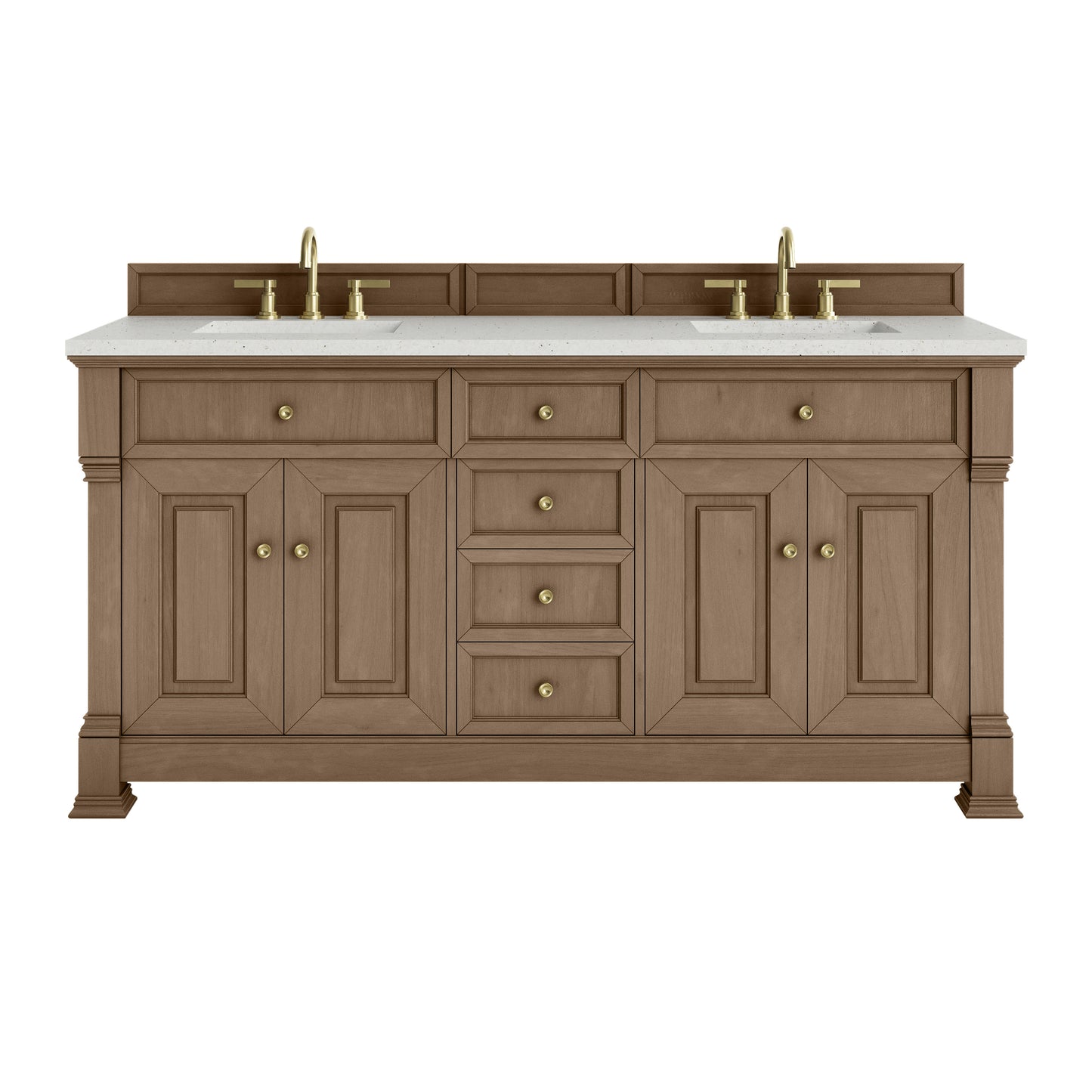 James Martin Vanities Brookfield 72" Pecan Double Vanity With 3cm Lime Delight Silestone Top