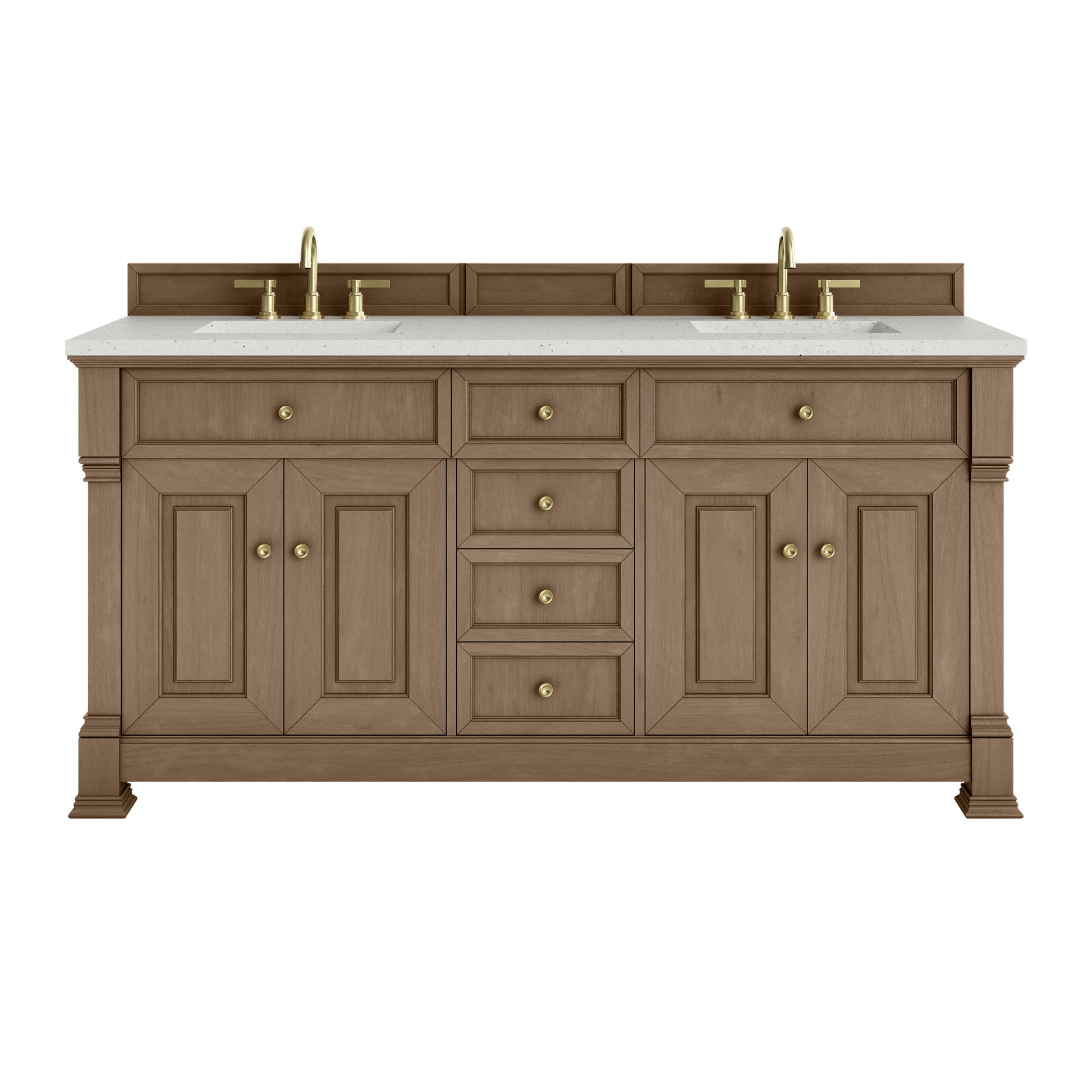 James Martin Vanities Brookfield 72" Pecan Double Vanity With 3cm Lime Delight Silestone Top