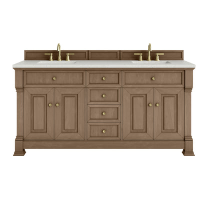 James Martin Vanities Brookfield 72" Pecan Double Vanity With 3cm Lime Delight Silestone Top