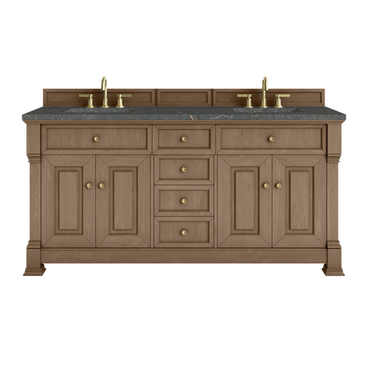 James Martin Vanities Brookfield 72" Pecan Double Vanity With 3cm Parisien Bleu Silestone Top
