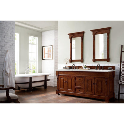 James Martin Vanities Brookfield 72" Warm Cherry Double Vanity With 3cm Eternal Jasmine Pearl Quartz Top