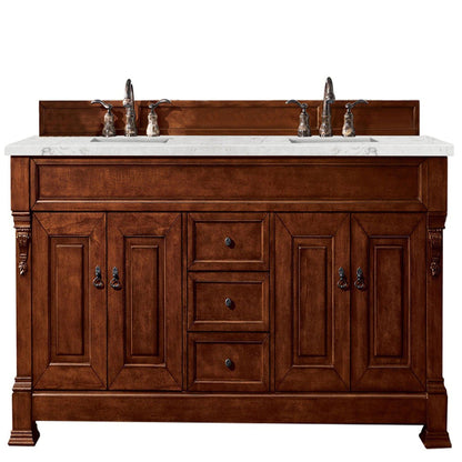 James Martin Vanities Brookfield 72" Warm Cherry Double Vanity With 3cm Eternal Jasmine Pearl Quartz Top