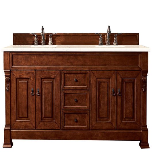 James Martin Vanities Brookfield 72" Warm Cherry Double Vanity With 3cm Eternal Marfil Quartz Top