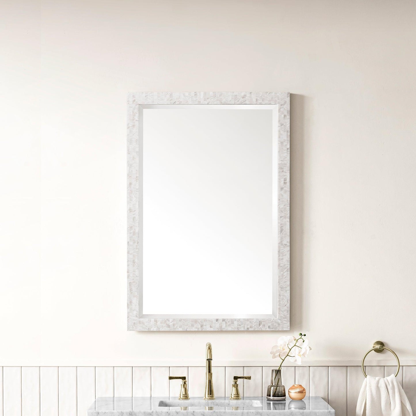 James Martin Vanities Callie 26" White Mother of Pearl Mirror