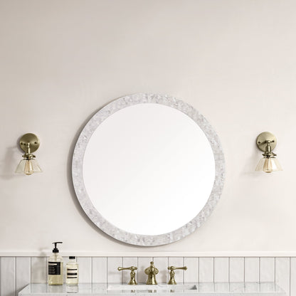 James Martin Vanities Callie 30" White Mother of Pearl Round Mirror