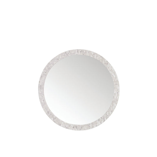 James Martin Vanities Callie 30" White Mother of Pearl Round Mirror