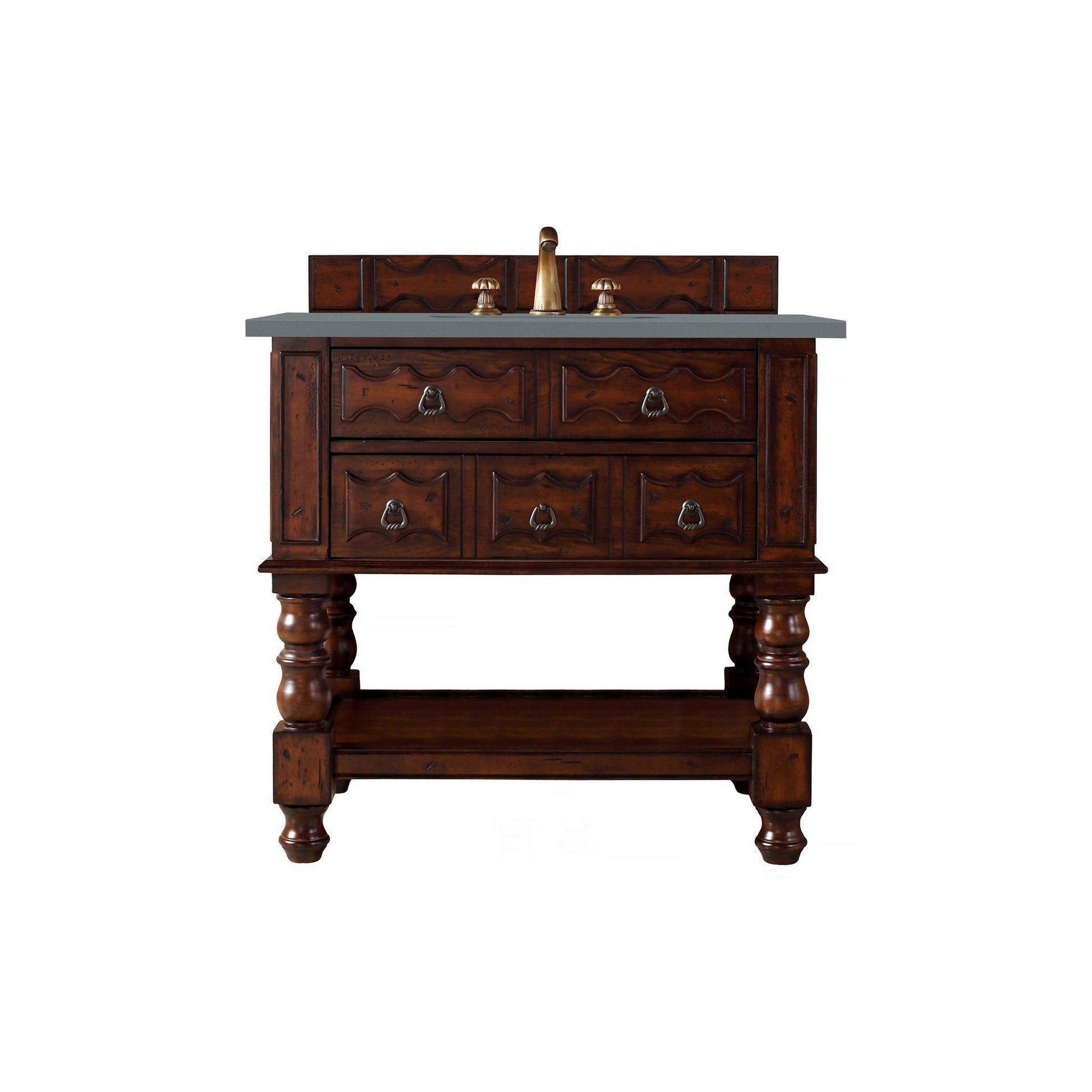 James Martin Vanities Castilian 36" Aged Cognac Single Vanity Cabinet With 3cm Cala Blue Quartz Top