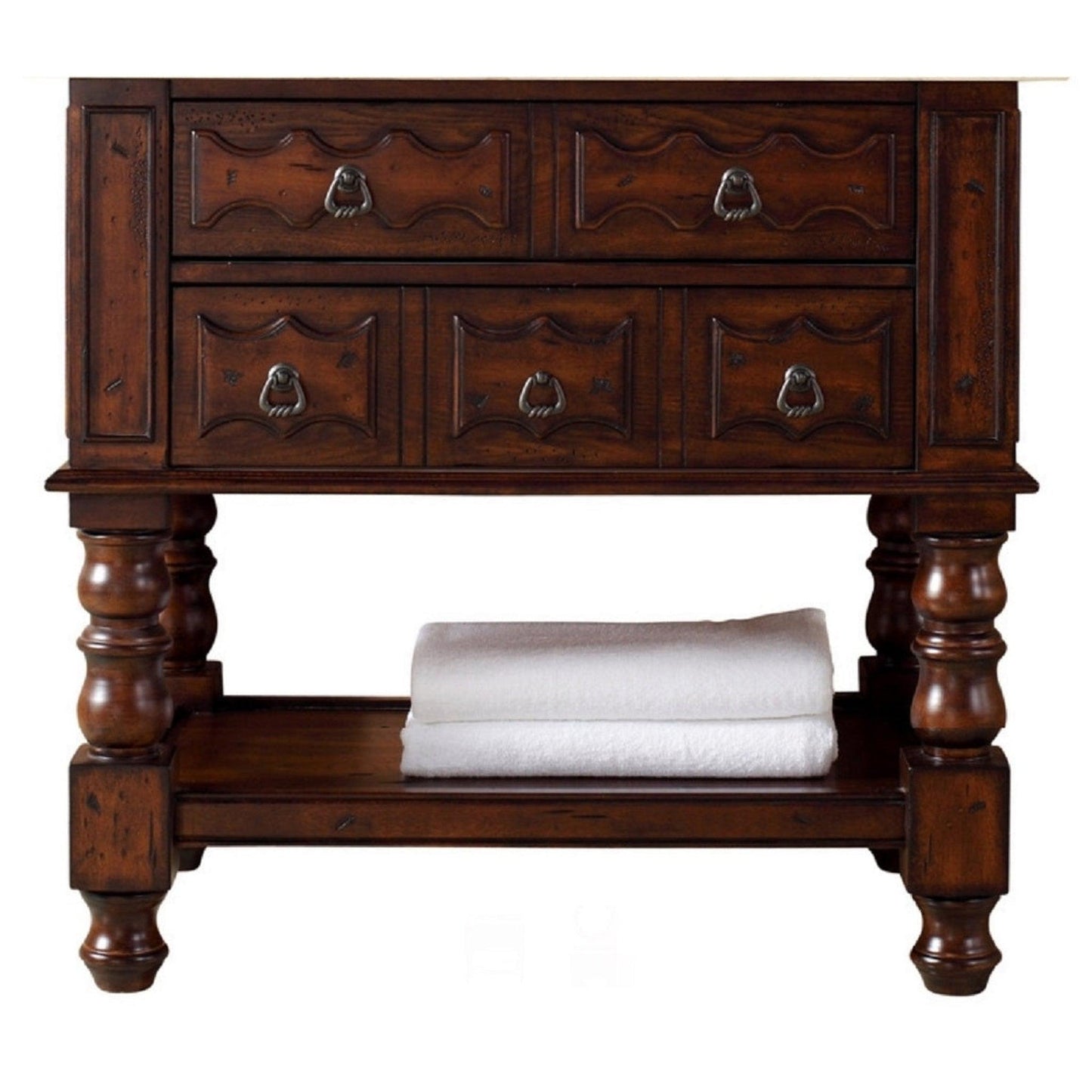 James Martin Vanities Castilian 36" Aged Cognac Single Vanity With 3cm Arctic Fall Solid Surface Top