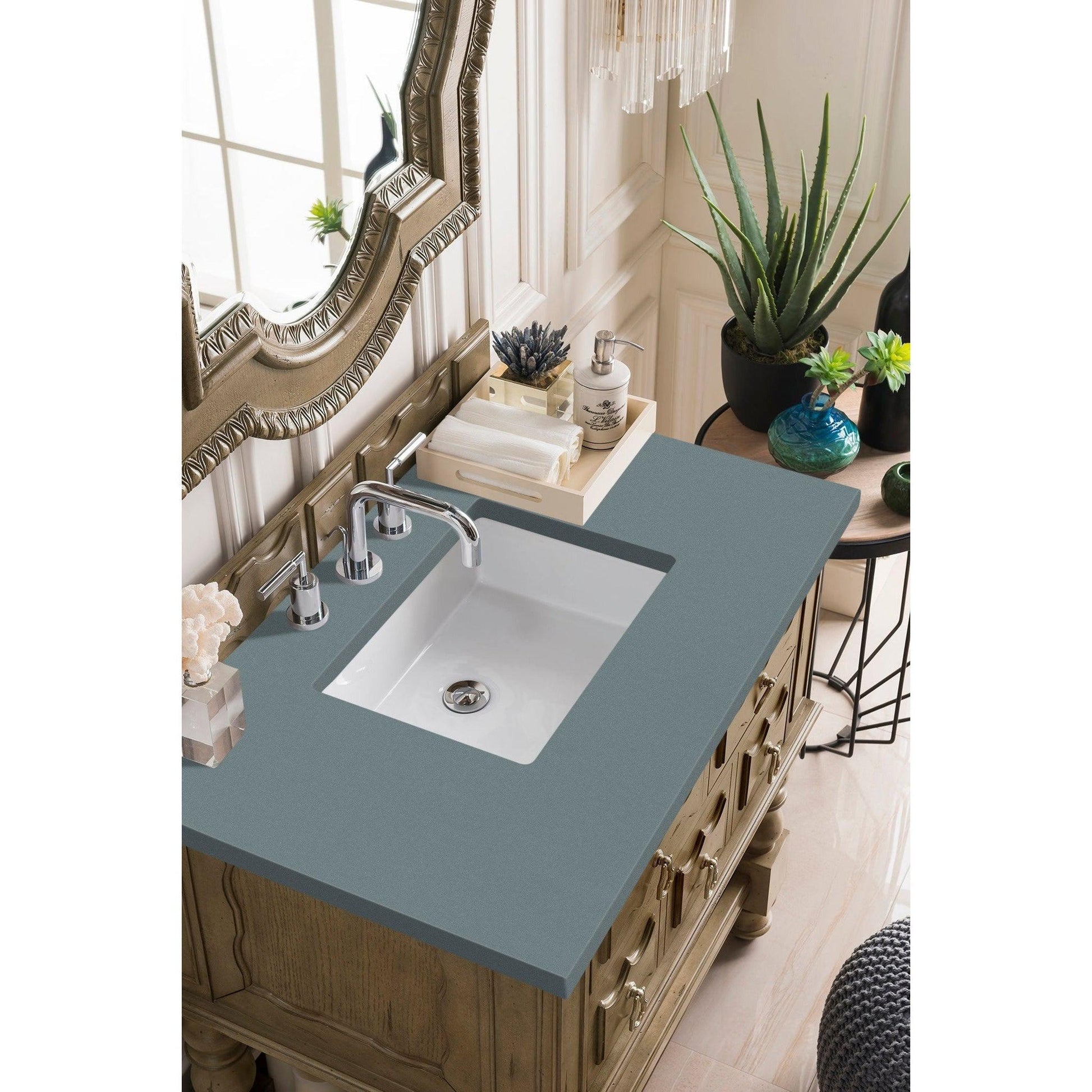 James Martin Vanities Castilian 36" Empire Gray Single Vanity With 3cm Cala Blue Quartz Top