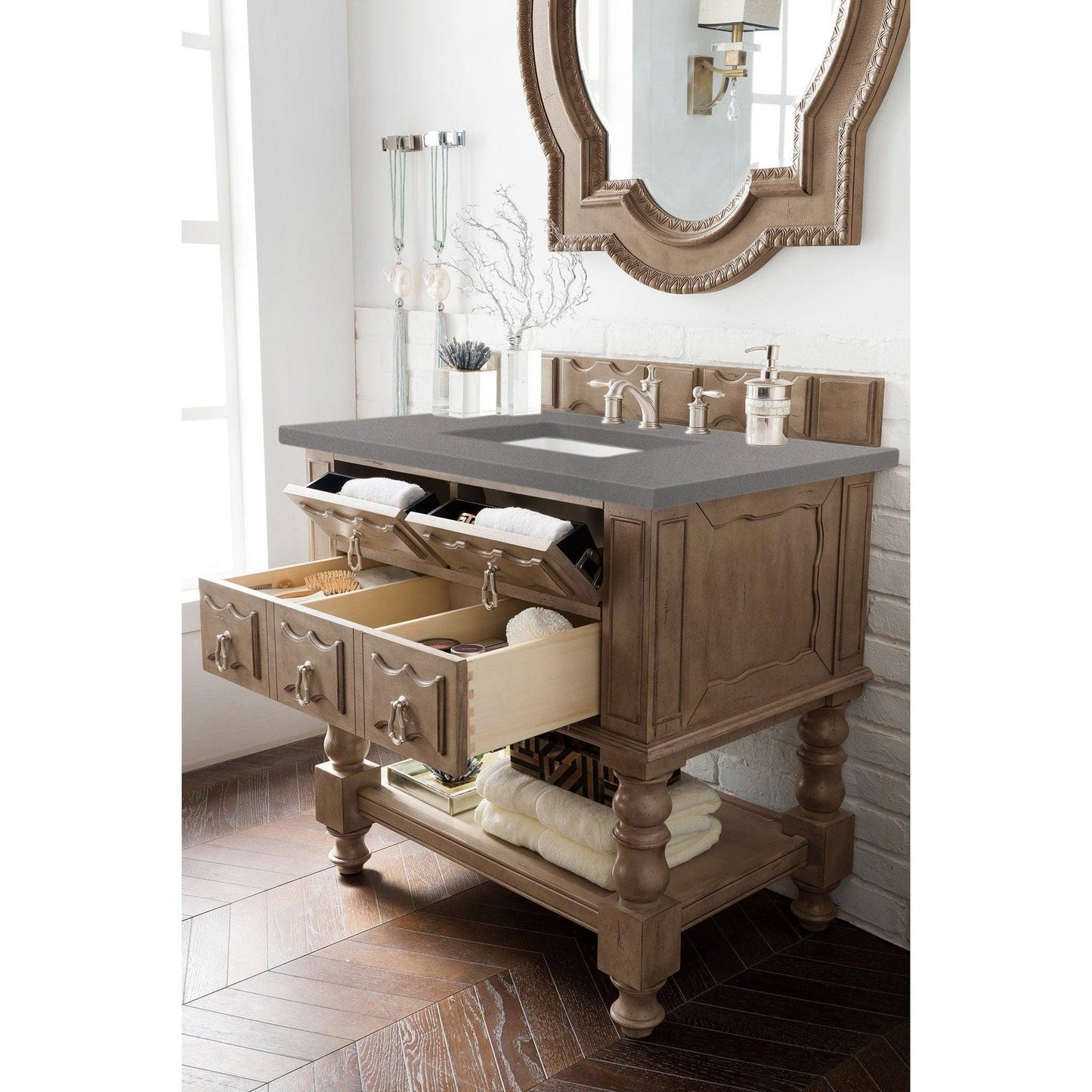 James Martin Vanities Castilian 36" Empire Gray Single Vanity With 3cm Grey Expo Quartz Top