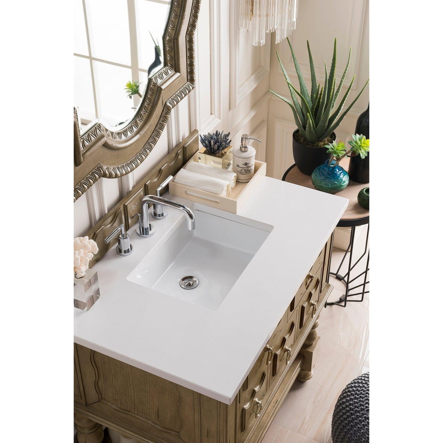 James Martin Vanities Castilian 36" Empire Gray Single Vanity With 3cm White Zeus Quartz Top