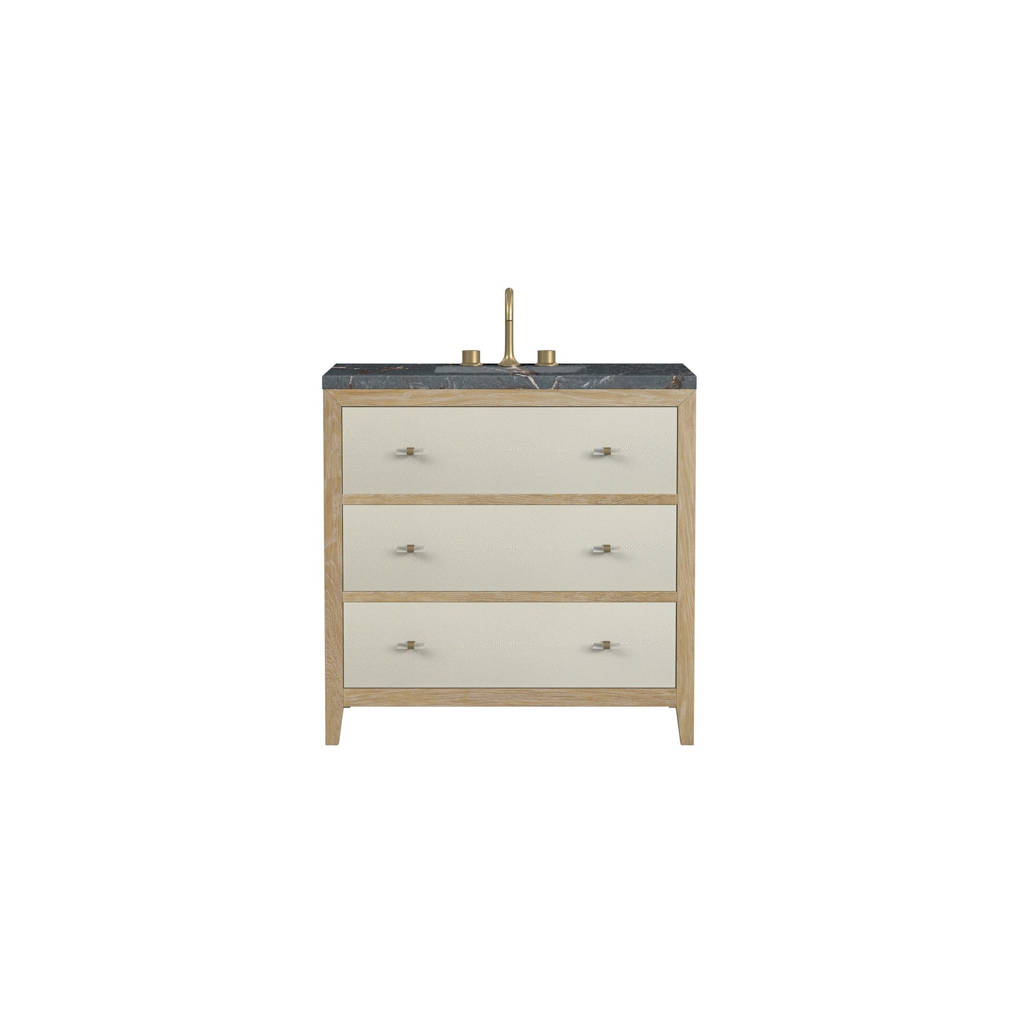 James Martin Vanities Celeste 36" Sunwashed Oak with Embossed Shagreen Single Vanity With 3 cm Parisien Bleu Quartz Top