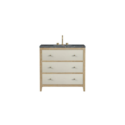 James Martin Vanities Celeste 36" Sunwashed Oak with Embossed Shagreen Single Vanity With 3 cm Parisien Bleu Quartz Top