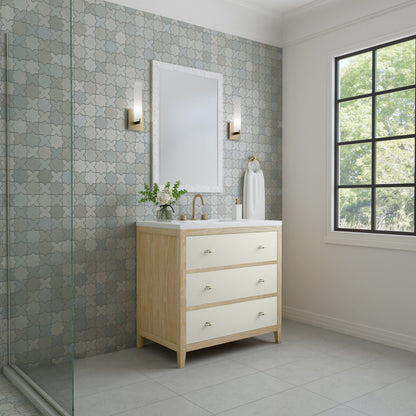 James Martin Vanities Celeste 36" Sunwashed Oak with Embossed Shagreen Single Vanity With 3 cm White Zeus Quartz Top