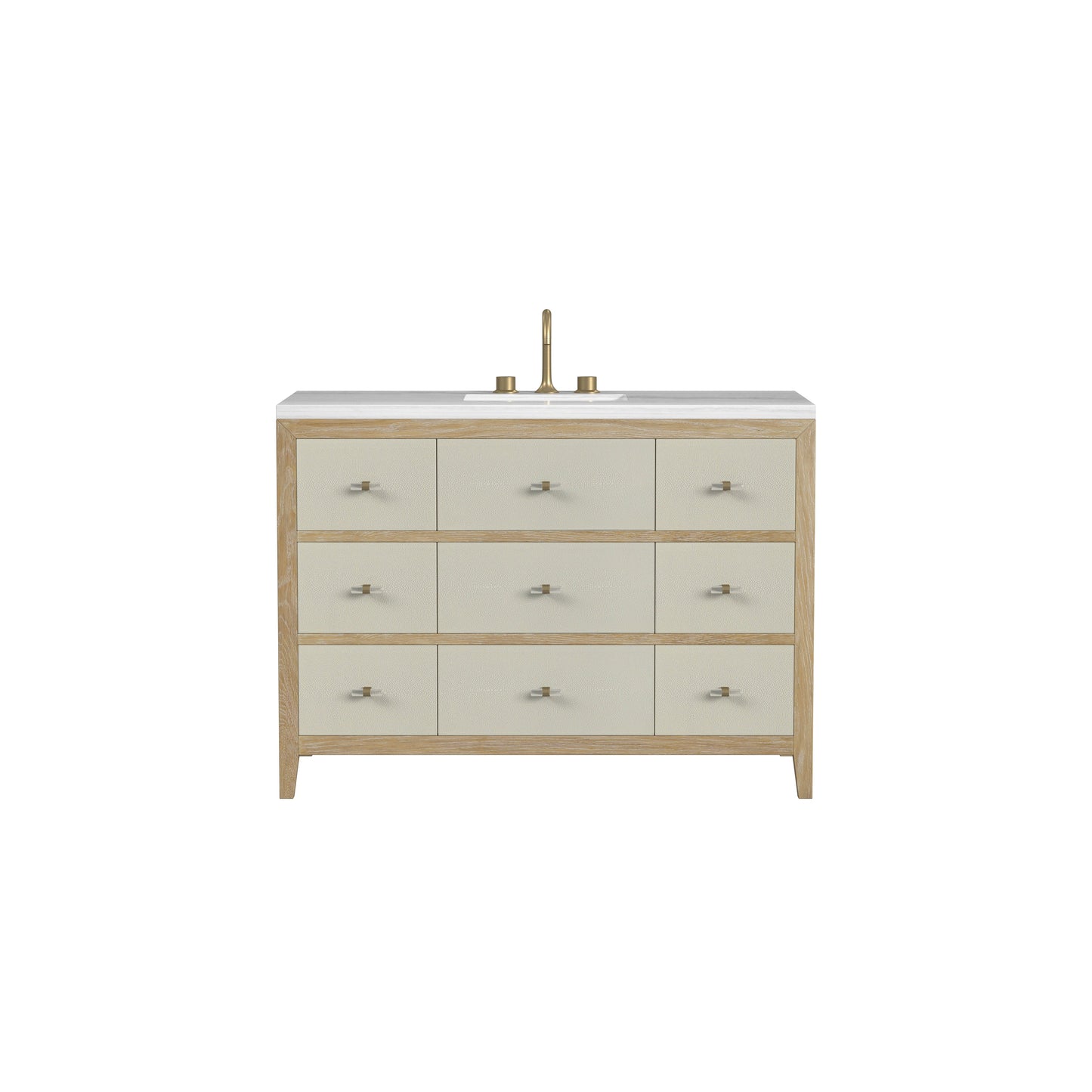 James Martin Vanities Celeste 48" Sunwashed Oak with Embossed Shagreen Single Vanity With 3 cm Arctic Fall Solid Surface Top