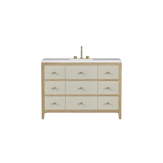 James Martin Vanities Celeste 48" Sunwashed Oak with Embossed Shagreen Single Vanity With 3 cm Arctic Fall Solid Surface Top