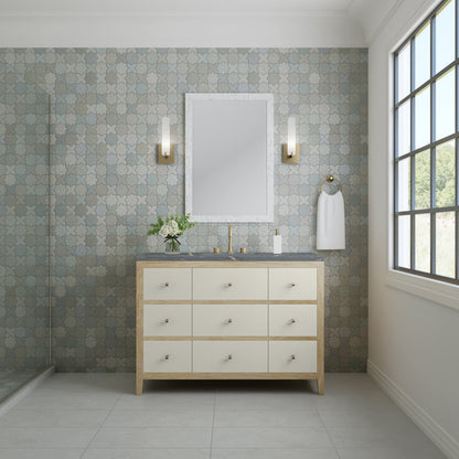 James Martin Vanities Celeste 48" Sunwashed Oak with Embossed Shagreen Single Vanity With 3 cm Parisien Bleu Quartz Top