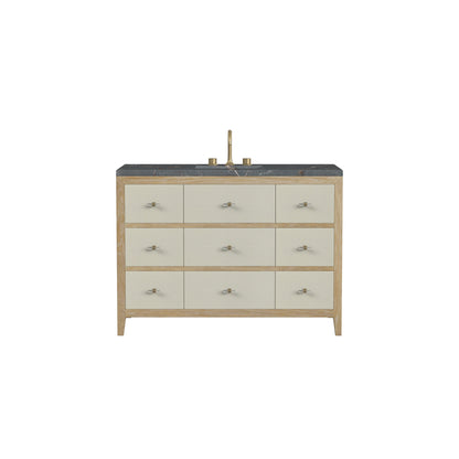 James Martin Vanities Celeste 48" Sunwashed Oak with Embossed Shagreen Single Vanity With 3 cm Parisien Bleu Quartz Top