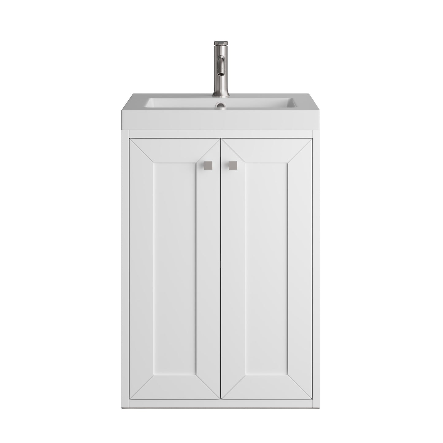 James Martin Vanities Chianti 20" Glossy White Brushed Nickel Base Single Vanity With White Glossy Composite Stone Top