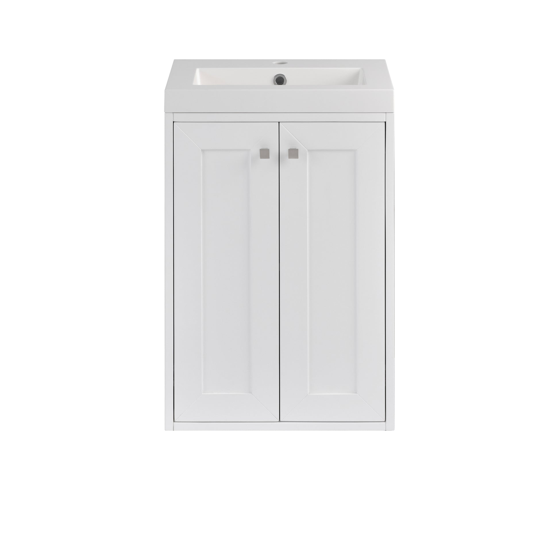 James Martin Vanities Chianti 20" Glossy White Brushed Nickel Base Single Vanity With White Glossy Composite Stone Top