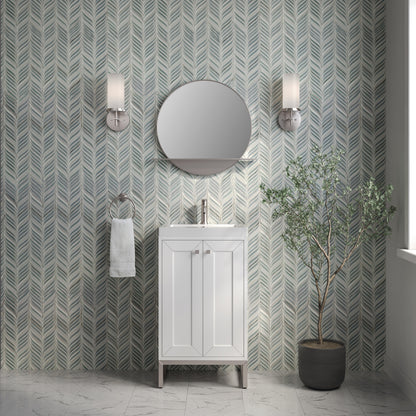 James Martin Vanities Chianti 20" Glossy White Brushed Nickel Base Single Vanity With White Glossy Composite Stone Top