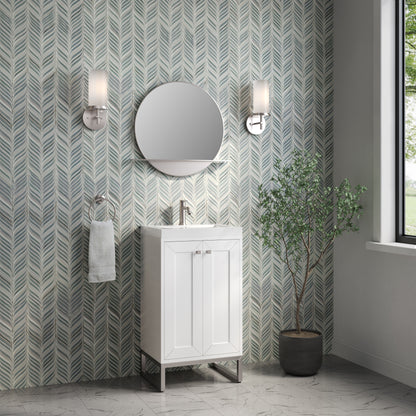 James Martin Vanities Chianti 20" Glossy White Brushed Nickel Base Single Vanity With White Glossy Composite Stone Top