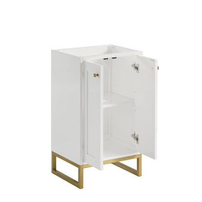 James Martin Vanities Chianti 20" Glossy White Champagne Brass Base Single Cabinet