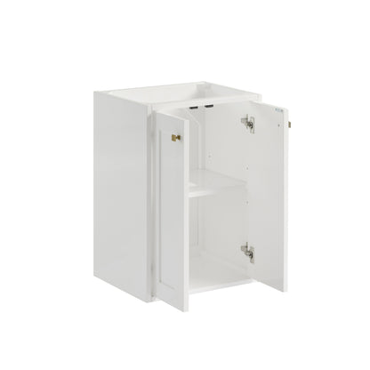 James Martin Vanities Chianti 20" Glossy White Champagne Brass Base Single Cabinet