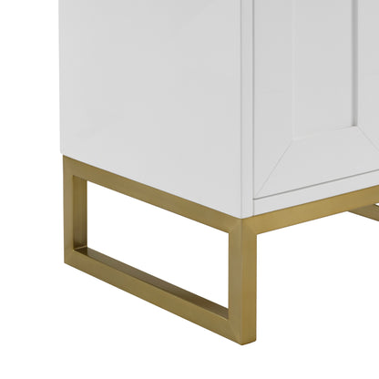 James Martin Vanities Chianti 20" Glossy White Champagne Brass Base Single Cabinet