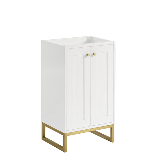 James Martin Vanities Chianti 20" Glossy White Champagne Brass Base Single Cabinet