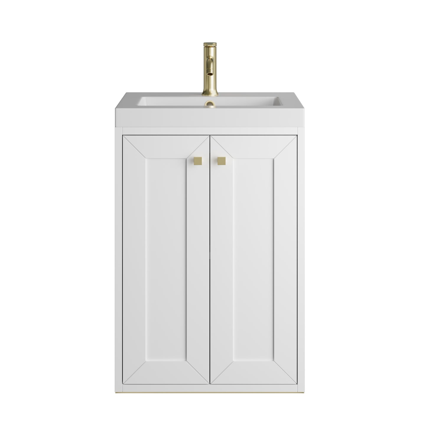 James Martin Vanities Chianti 20" Glossy White Champagne Brass Base Single Vanity With White Glossy Composite Stone Top