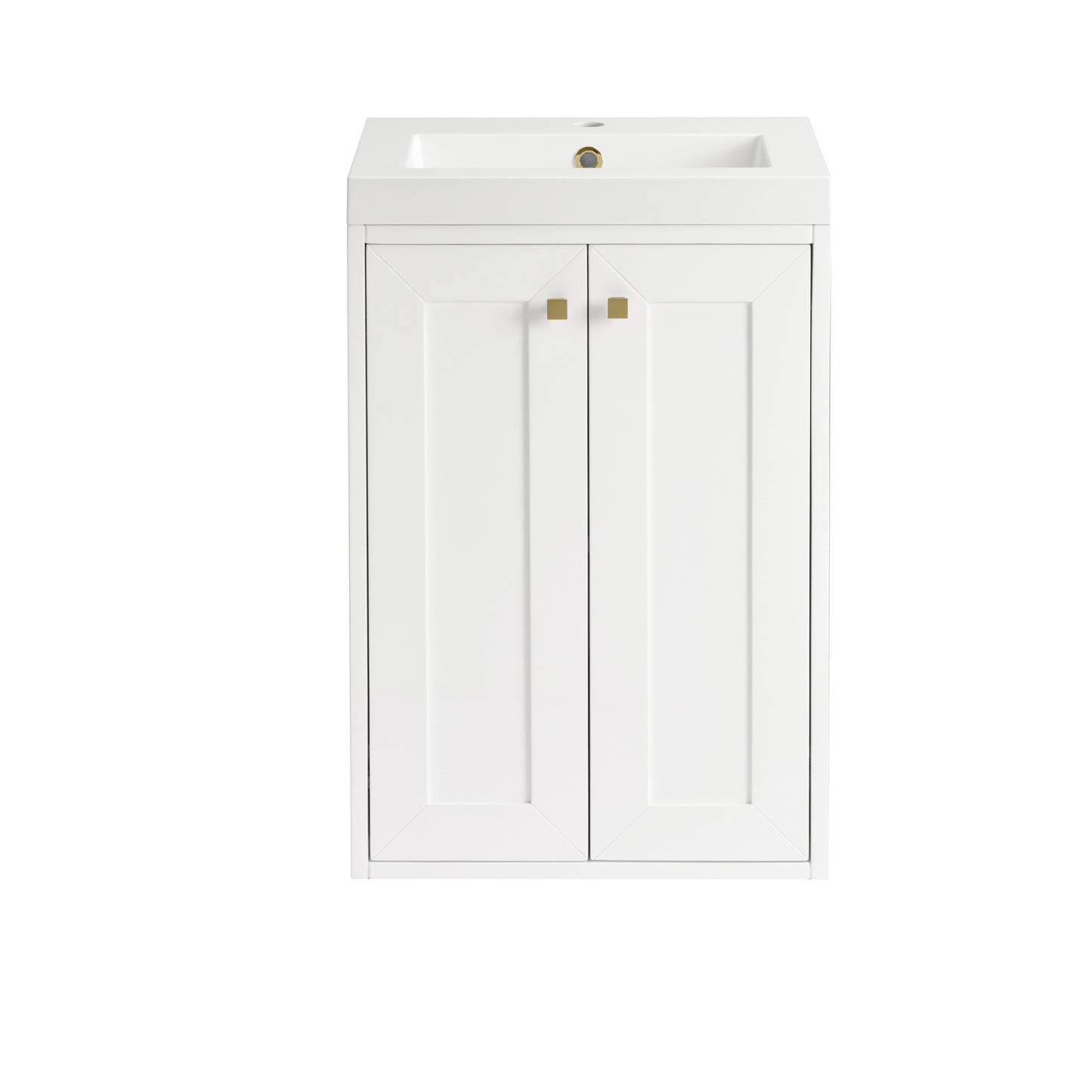 James Martin Vanities Chianti 20" Glossy White Champagne Brass Base Single Vanity With White Glossy Composite Stone Top