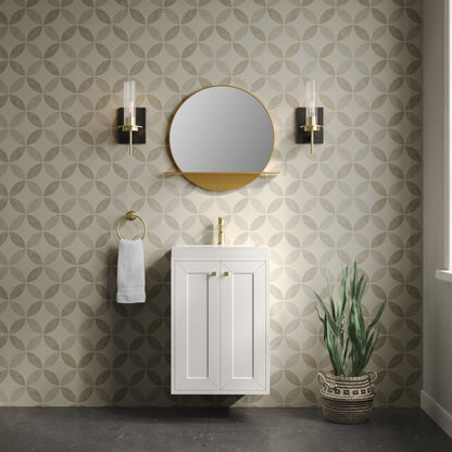 James Martin Vanities Chianti 20" Glossy White Champagne Brass Base Single Vanity With White Glossy Composite Stone Top