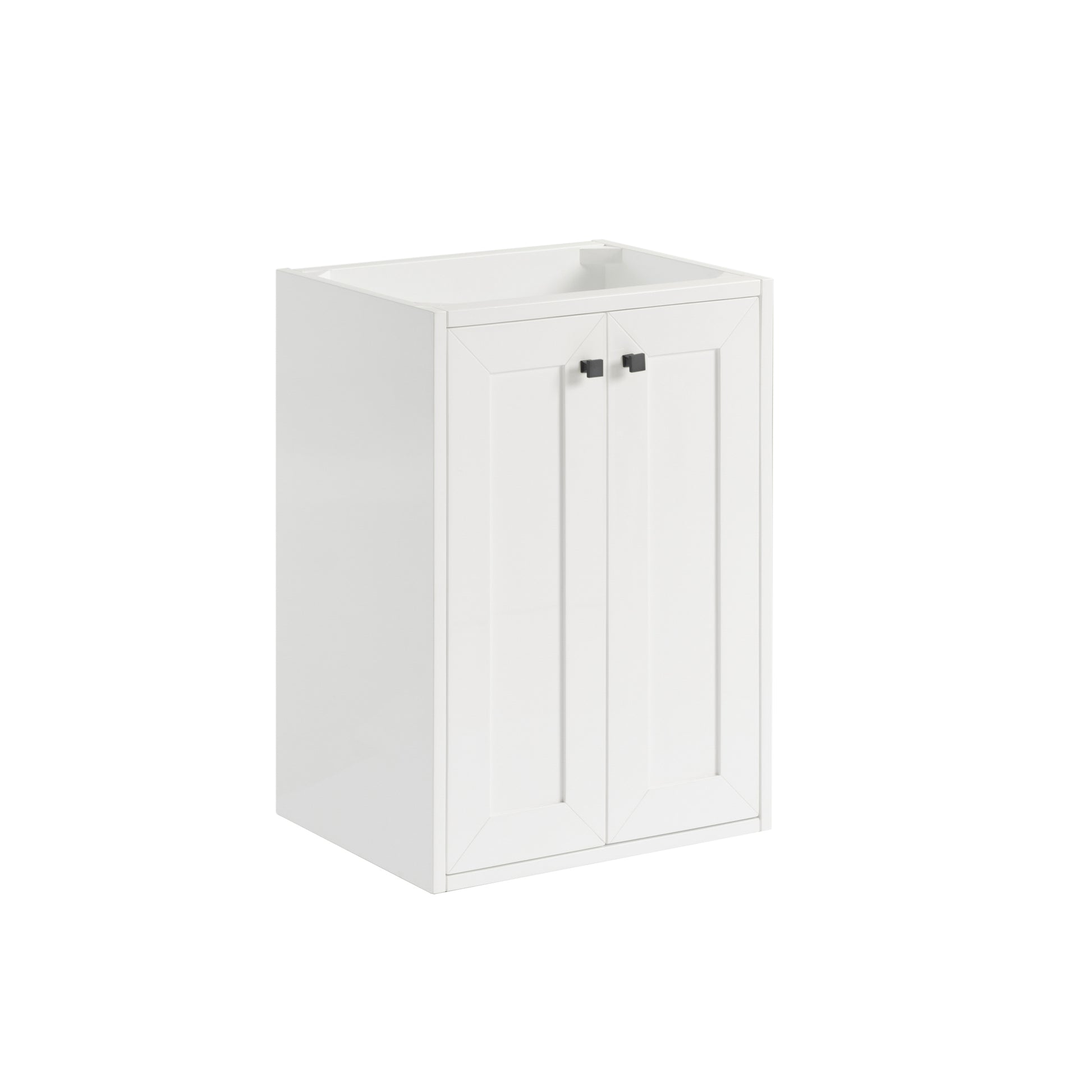 James Martin Vanities Chianti 20" Glossy White Matte Black Base Single Vanity With White Glossy Composite Stone Top