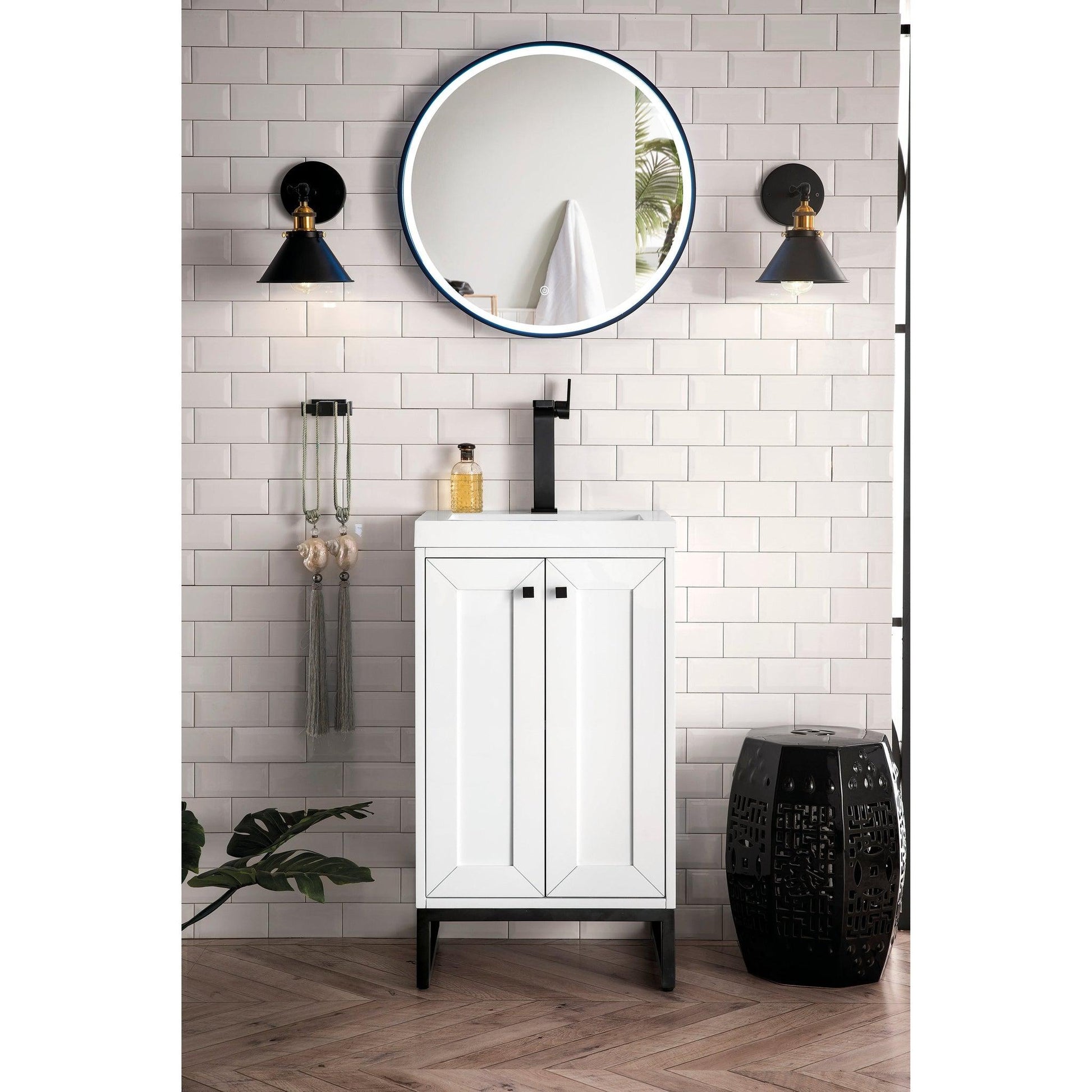 James Martin Vanities Chianti 20" Glossy White, Matte Black Single Vanity Cabinet