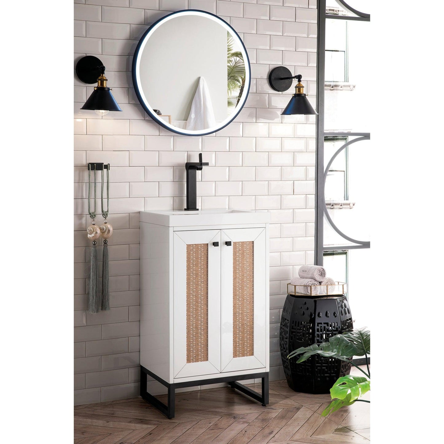 James Martin Vanities Chianti 20" Glossy White, Matte Black Single Vanity Cabinet