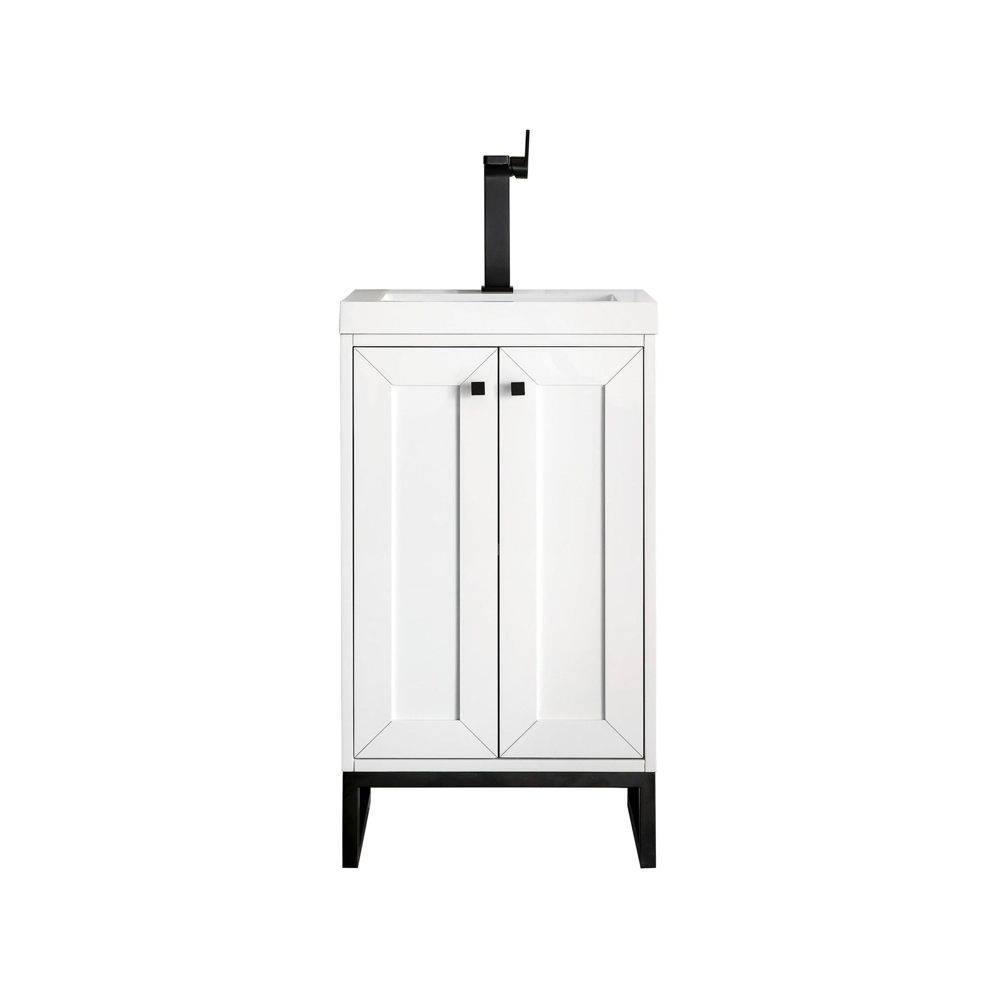 James Martin Vanities Chianti 20" Glossy White, Matte Black Single Vanity Cabinet