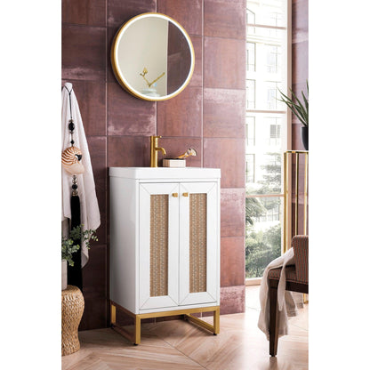 James Martin Vanities Chianti 20" Glossy White, Radiant Gold Single Vanity Cabinet