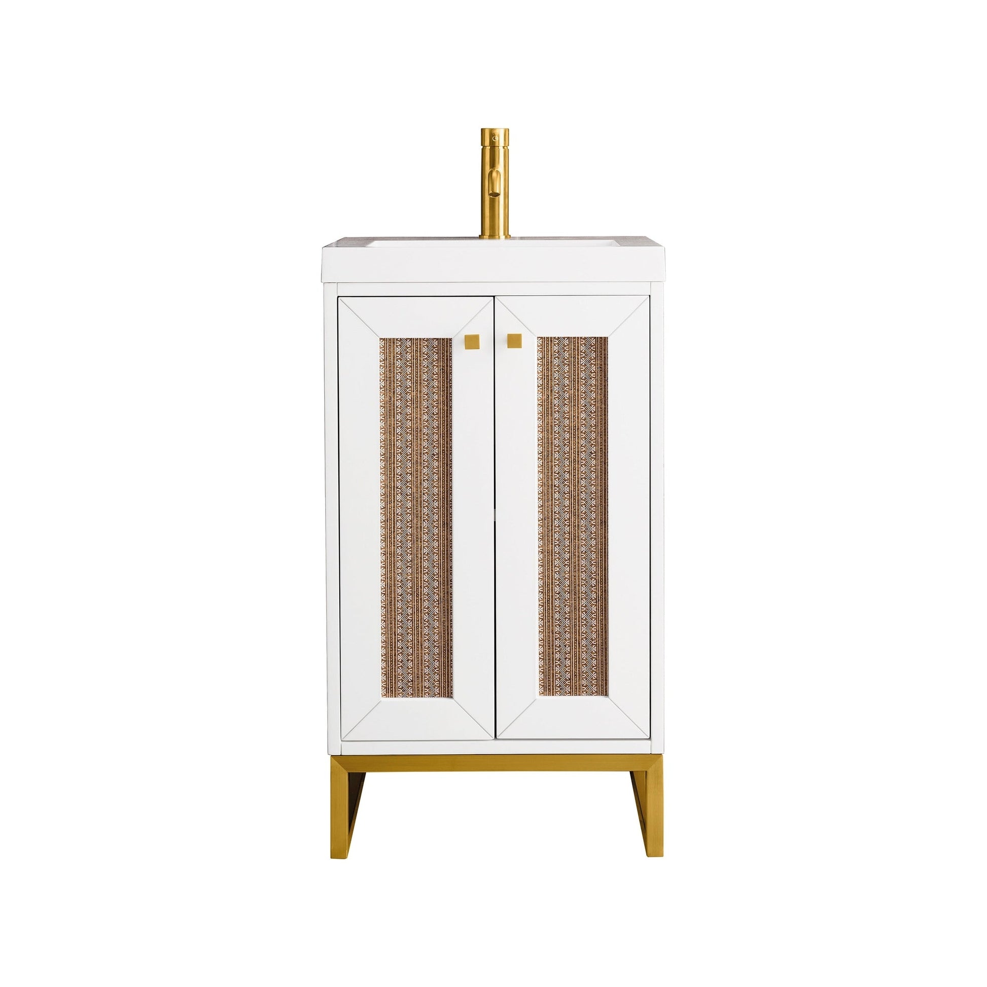 James Martin Vanities Chianti 20" Glossy White, Radiant Gold Single Vanity Cabinet